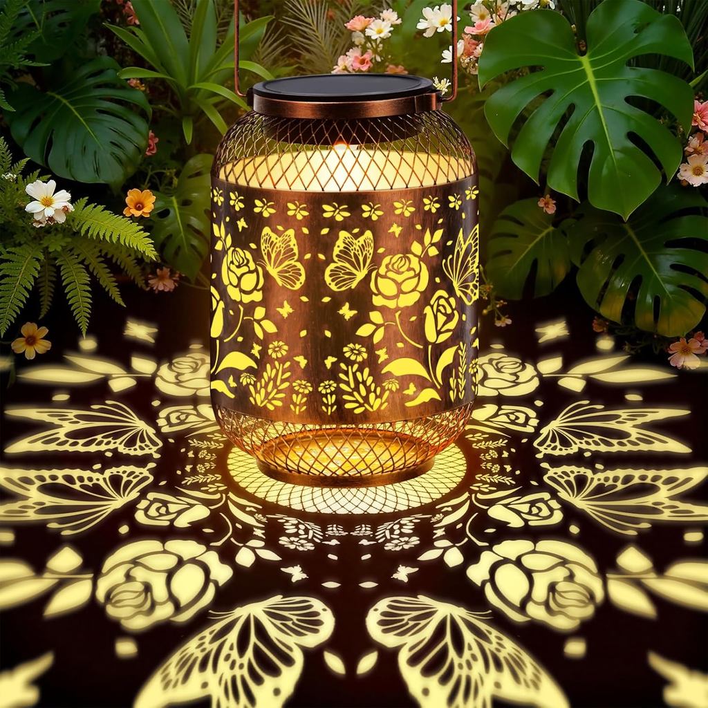 Lampu Solar Vaukki Tahan Air untuk Luar, Hiasan Taman Rama-Rama, Hadiah Hari Lahir untuk Wanita, Ibu, Nenek, Adik, Lampu Solar Gantung Logam untuk Luar, Patio, Halaman, Belakang Rumah