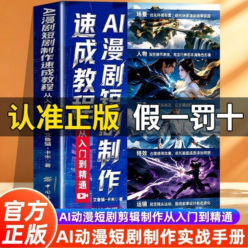热卖中AI漫剧短剧制作速成教程 从入门到精通 零基础AI变现赋能赚钱书籍 Hot-selling AI comic drama short-play production crash course: From beginner to expert, a book on AI monetization for making money from scratch