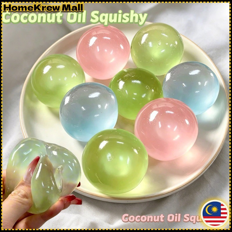 Coconut Oil Squishy Stress Ball Slow Rising Shapeable Translucent Sensory Fidget Toy for Anxiety Relief Stress 椰子油捏捏