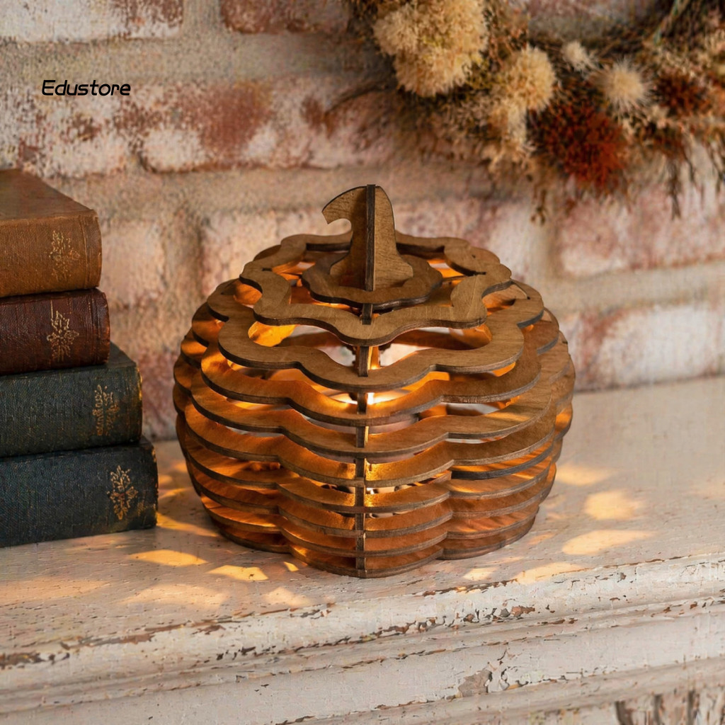 Sustainable Log Pumpkin Decor, Desktop Pumpkin Candle Stand, Detachable Pumpkin Tea Light Holder, Hollow Carved Design for Halloween Party