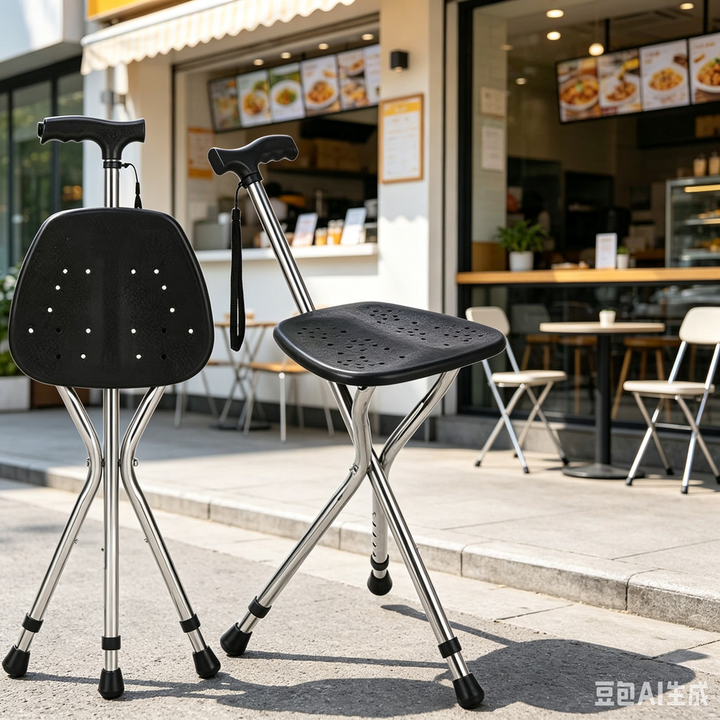 Walking Cane Stool Elderly Anti-slip Folding Walking Cane Chair &------&*&-*-**--*&---*-、walking aid、tongkat orang tua、tongkat lipat、tongkat 4 kaki、Foldable stick for elderly、 kaki 4、拐杖椅子