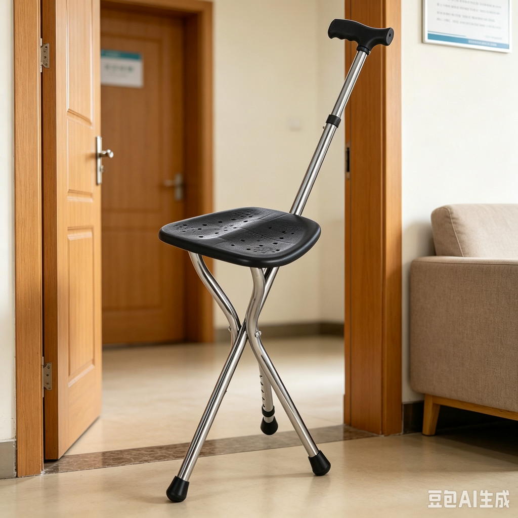 Walking Cane Stool Elderly Anti-slip Folding Walking Cane Chair & * - & ** - & *** &&&&& - & * - * - &&、walking aid、tongkat orang tua、tongkat lipat、tongkat 4 kaki、Foldable stick for elderly、 kaki 4、拐杖椅子
