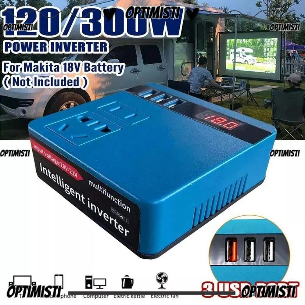 OPTIMISTI8E 1Pcs Battery Inverter, 120W Dual Plug Smart Transformer, 18V 20V To 220V Multifunctional Household Outdoor Work Inverter