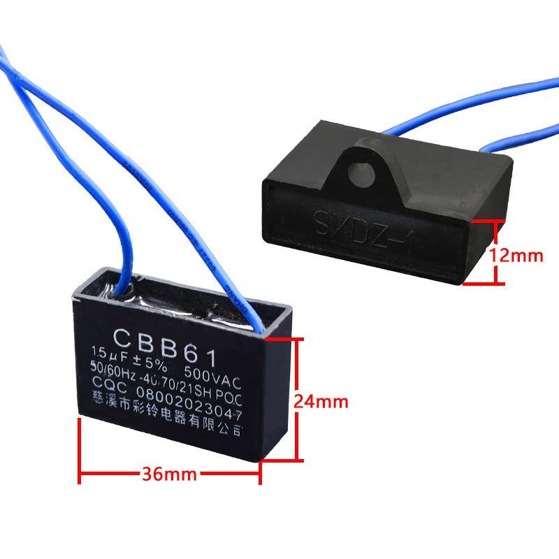 New Product Start Capacitor Accessories Commonly Used Universal 1.5 uf Shaking Head Fan Capacitor Wall Fan Table Fan Floor Fan Capacitor 500v QSPW