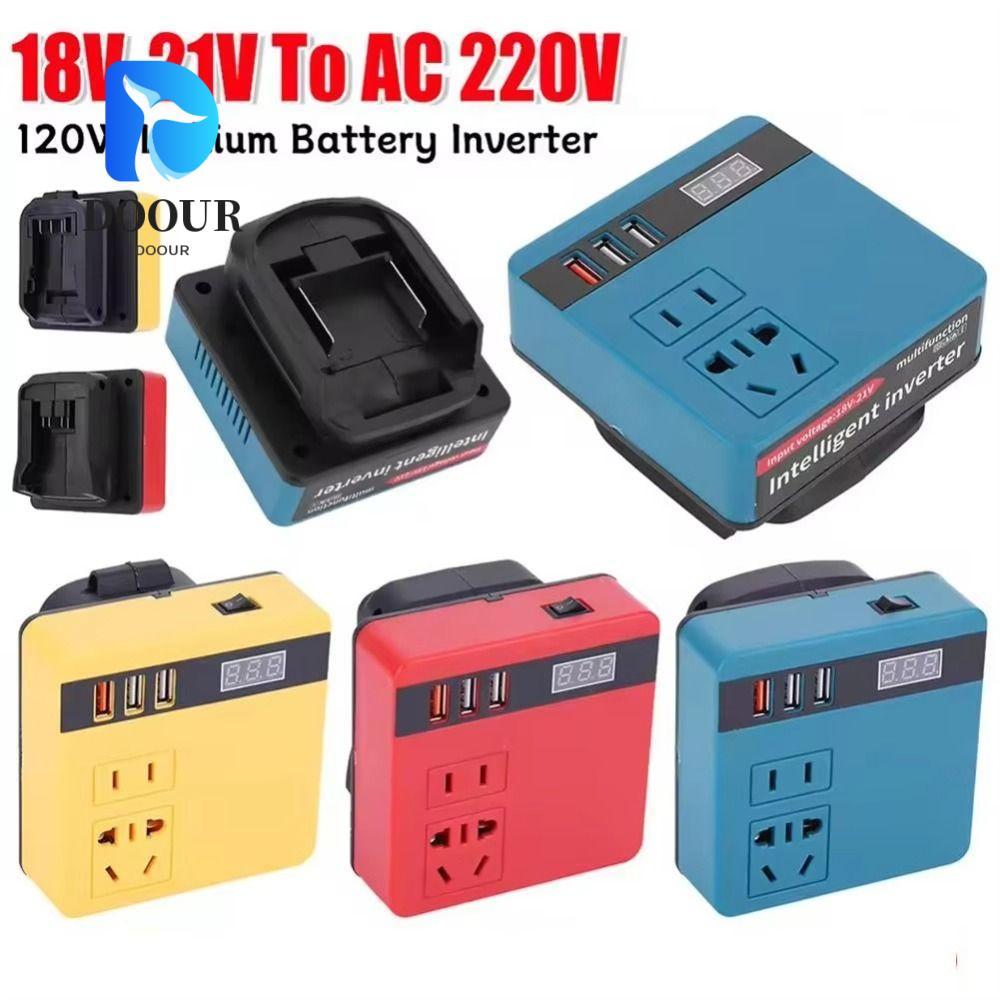 DOOUR 1Pcs Smart Transformer, 120W 18V 20V To 220V Battery Inverter,  Dual Plug Multifunctional Household Outdoor Work Inverter For Makita For Dewalt For Milwaukee 18V Battery