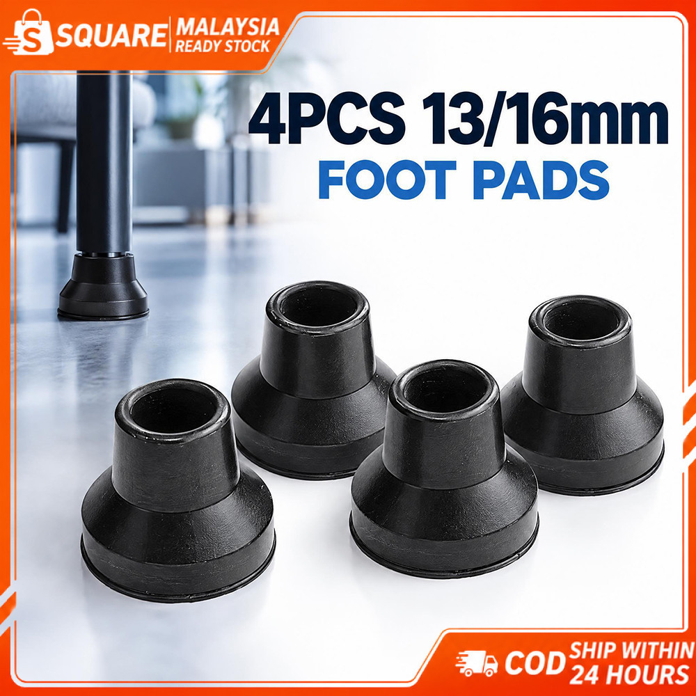 4pcs 13mm/16mm Quad Cane Rubber Tip Anti-Slip Walking Stick Getah Tongkat 4 Kaki Replacement Base