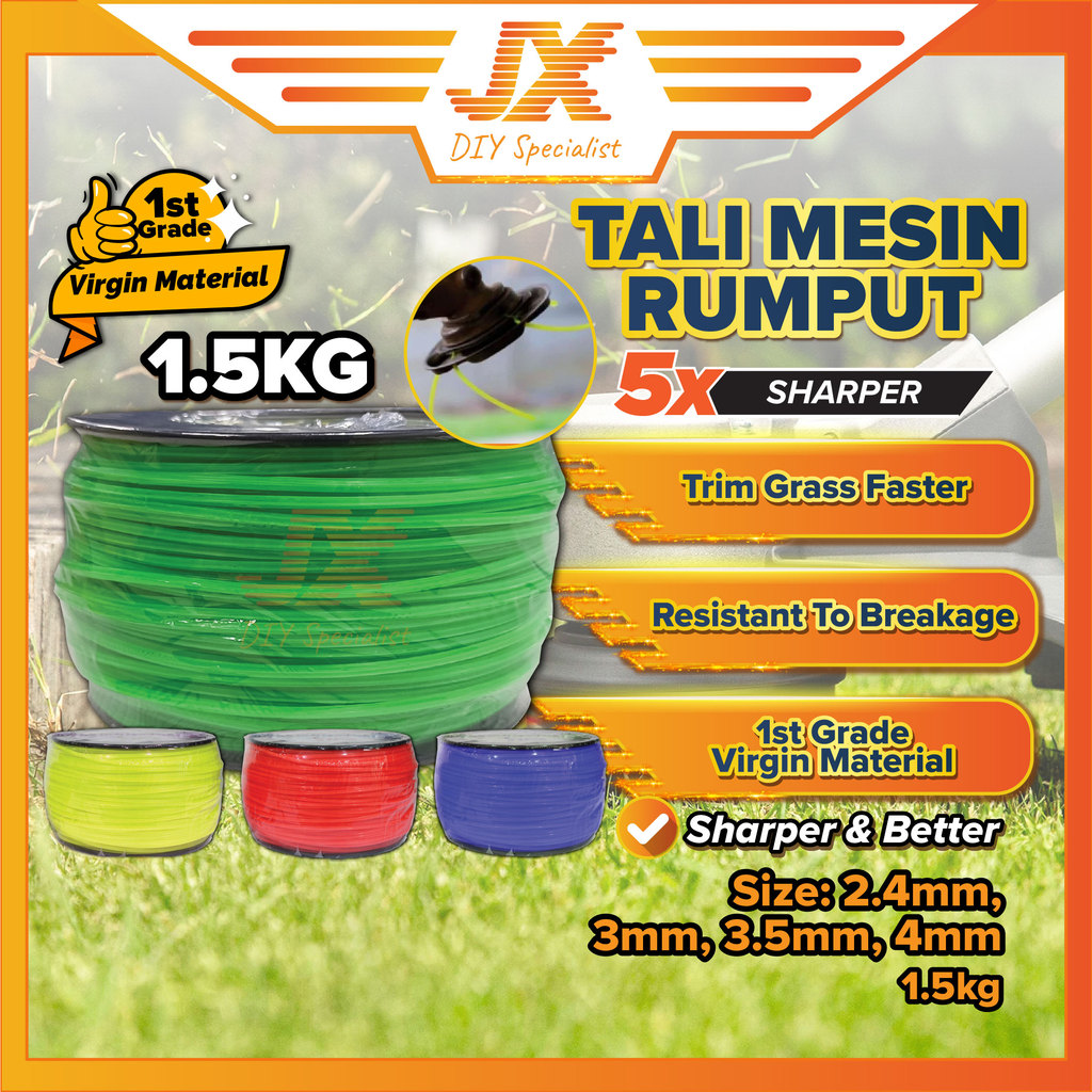 Brush Cutter Nylon Trimmer Line Grass Trimmer Line Tali Mesin Potong Rumput Spool Line String 1.5kg 割草线