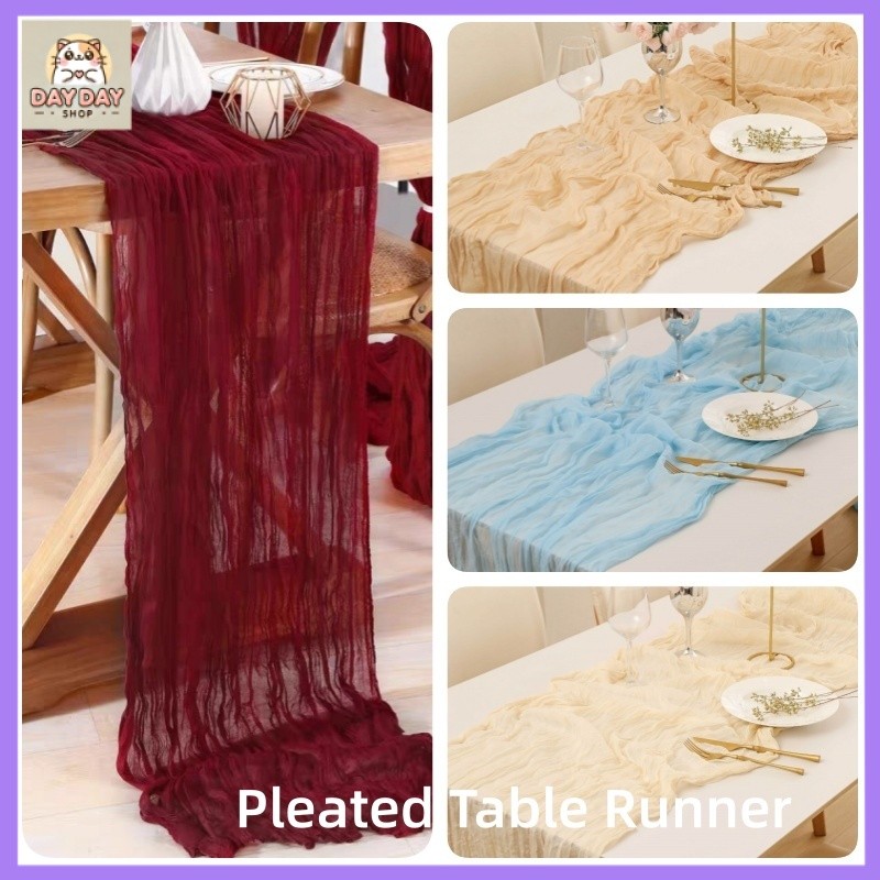 Romantic Table Runner Table Scarf Dining Table Setting Backdrop Event Decoration Kenduri Wedding Deco Cheesecloth
