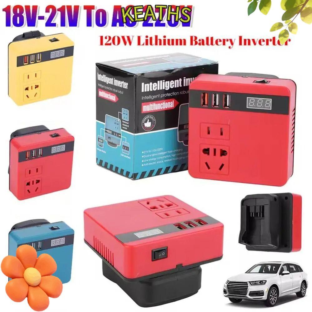 KEATHS 1Pcs Smart Transformer, Multifunctional 120W Battery Inverter, Household 18V 20V To 220V Dual Plug Outdoor Work Inverter For Makita For Dewalt For Milwaukee 18V Battery
