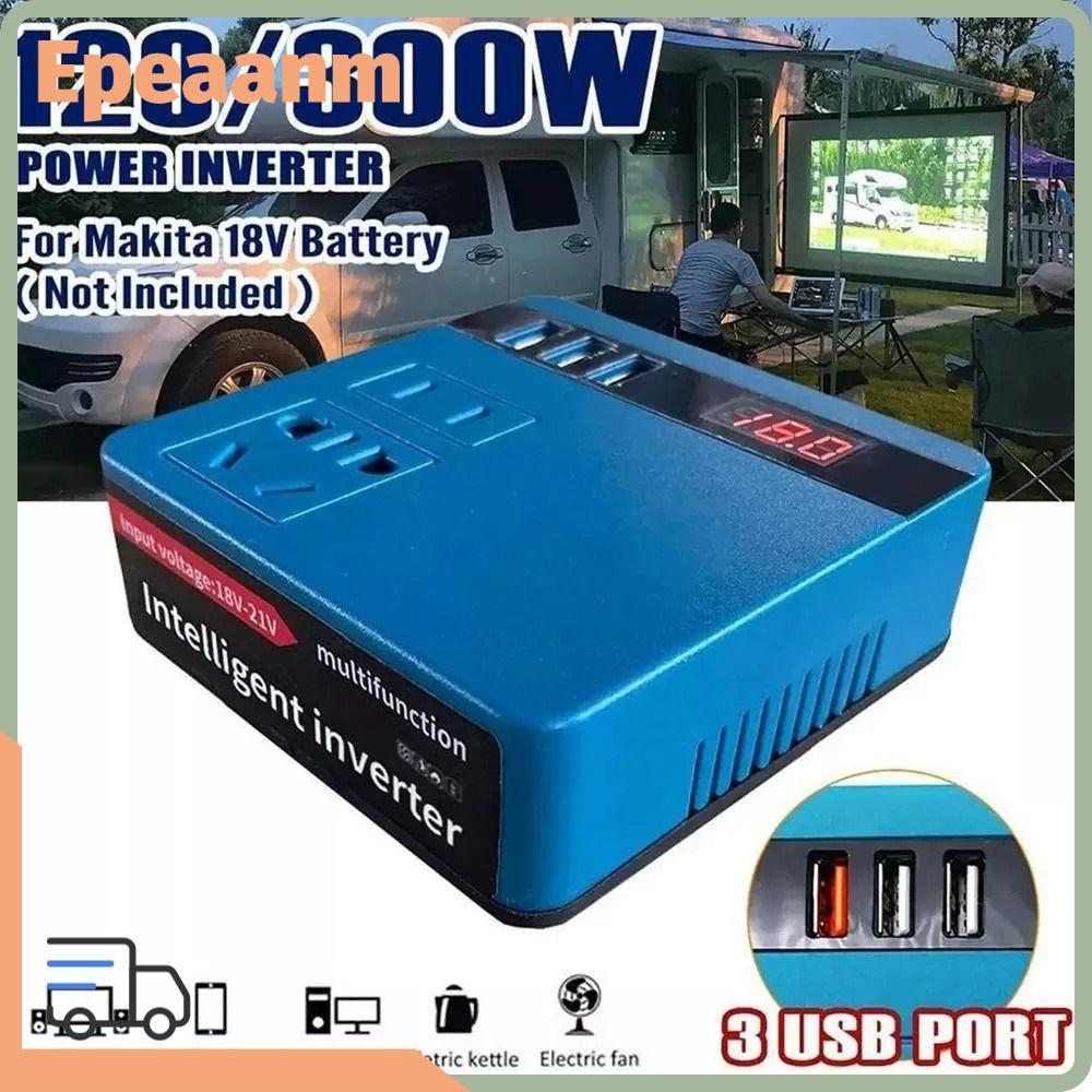 EPEAAPH 1Pcs Smart Transformer, 120W 18V 20V To 220V Battery Inverter, Household Multifunctional Dual Plug Outdoor Work Inverter For Makita For Dewalt For Milwaukee 18V Battery