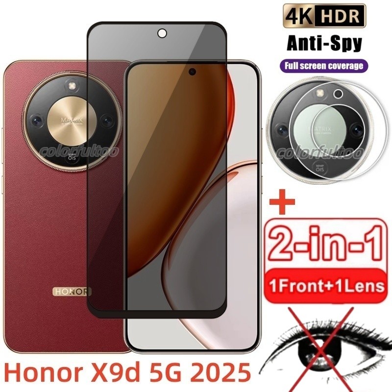 2in1 Privacy Tempered Glass For Honor X9D X 9d X9C HonorX9C 4G 5G 9H Full Cover Anti Spy Private Glass Screen Protector For HonorX9d 2025 Back Camera Lens Film