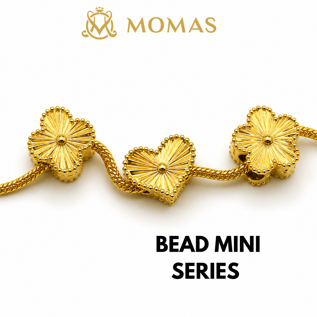 MOMAS BEAD MINI SERIES Bajet 5D Emas 916 Beads Alphabets 3D Bead Enamel Emas 916 Charms 916 Emas Tulen