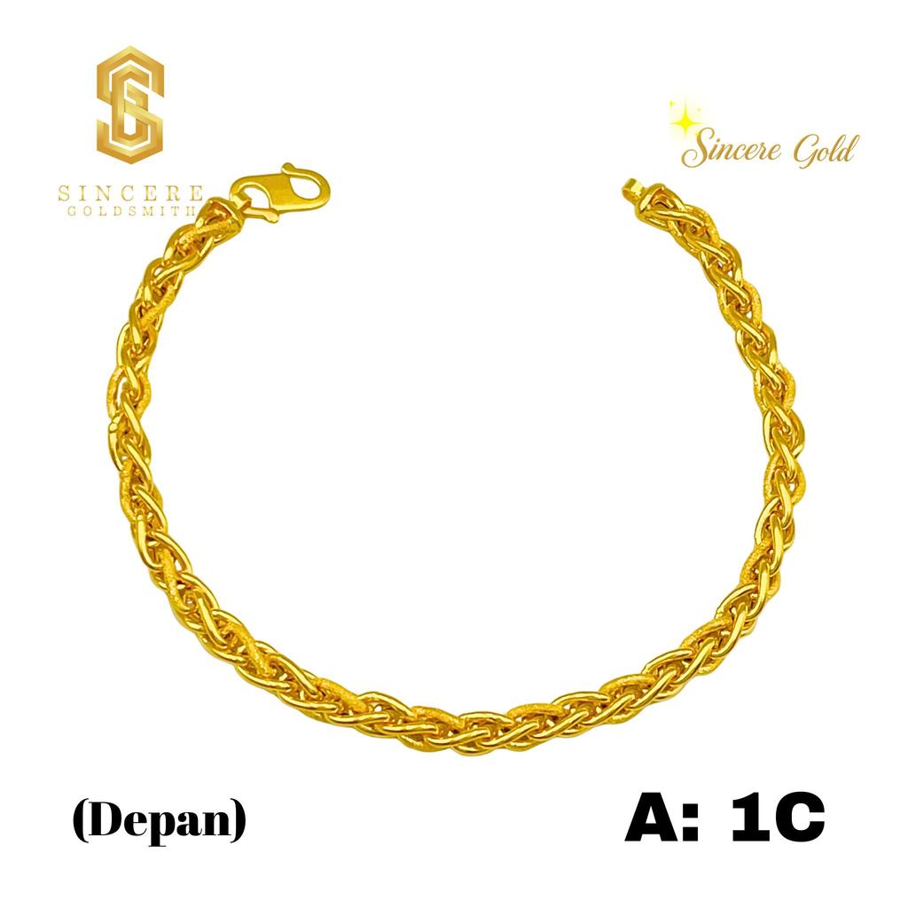 Sincere Store Emas 916 Rantai Tangan Rapunzel Pasir | 916 Gold Bracelet | Original Emas 916