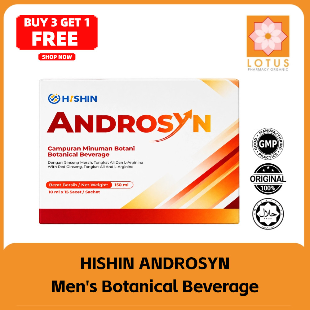 [Lotus Pharmacy] HISHIN ANDROSYN Men's Botanical Beverage Tongkat Ali Red Ginseng L-Arginine 10ml x 15 Sachets