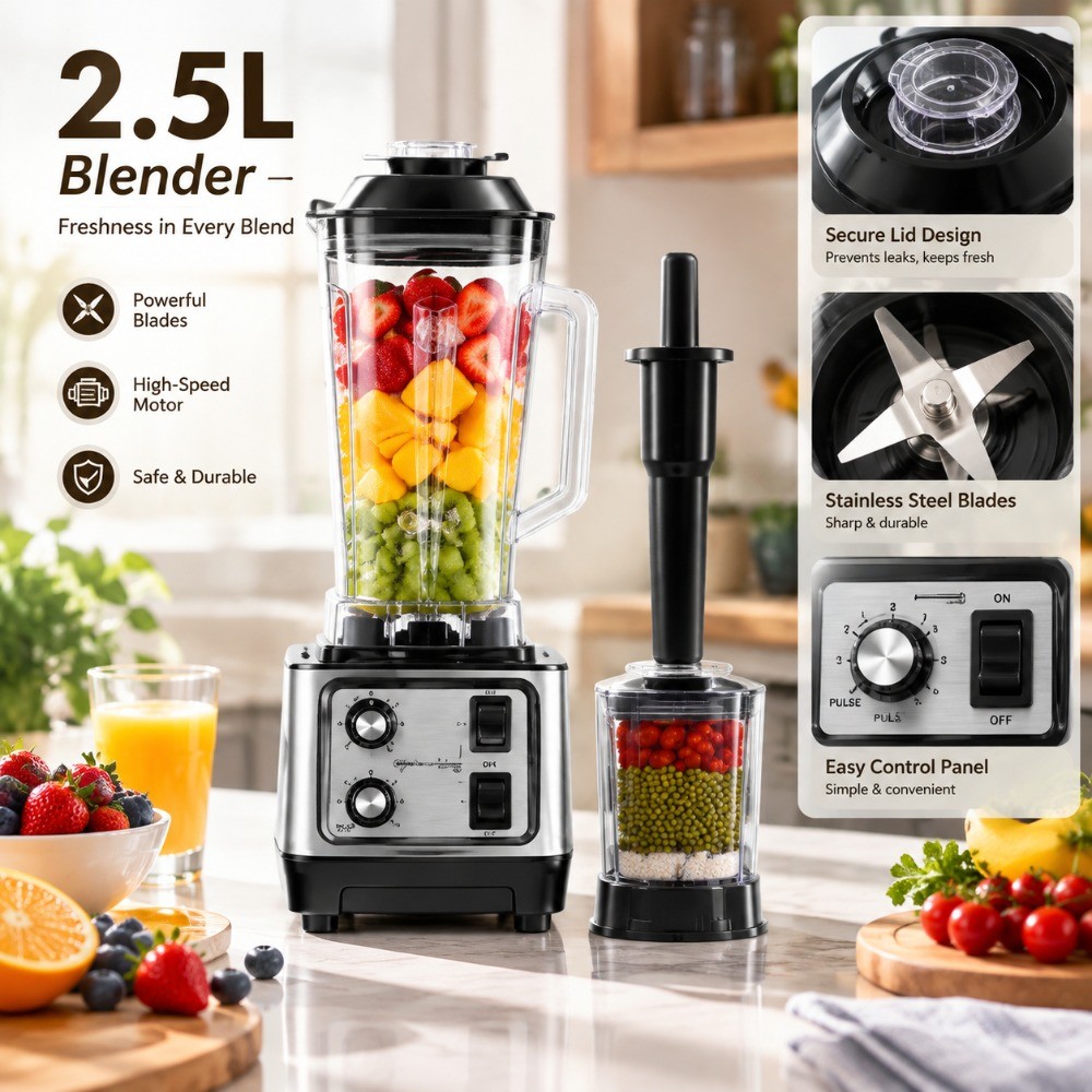 Heavy Duty 2in1 2.5L Electric Blender 400W 7630 Motor Mesin Blender Mixer Juicer Pengisar Grinder