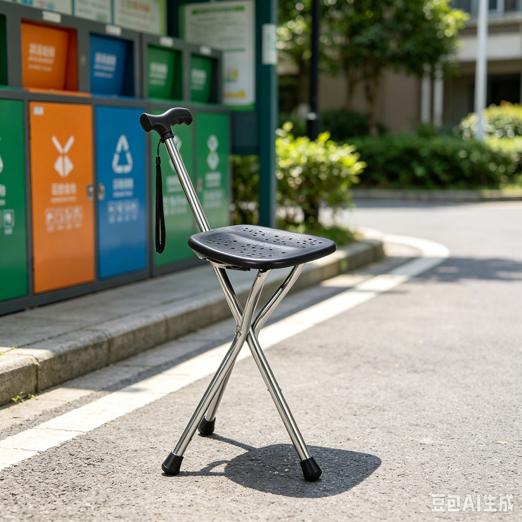 Walking Cane Stool Elderly Anti-slip Folding Walking Cane Chair--- &- &- * - *** -、walking aid、tongkat orang tua、tongkat lipat、tongkat 4 kaki、Foldable stick for elderly、 kaki 4、拐杖椅子