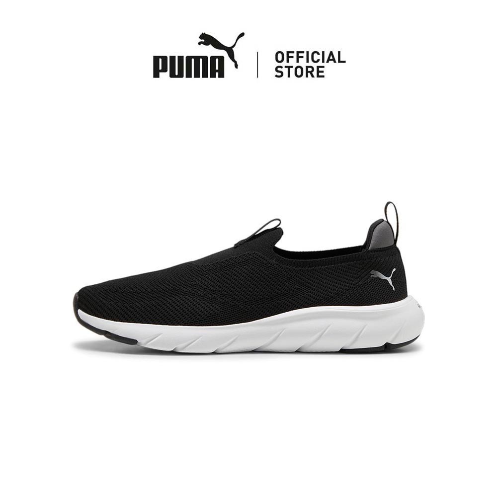 PUMA Unisex SOFTRIDE Flex Knit Slip-On Running Shoes (Black)