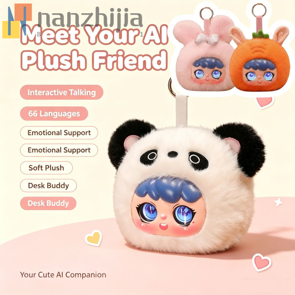 NANZHIJIA AI Plush Companion Pendant, 66 Languages Interactive Cute Design AI Cat Keychain, Desk Buddy Interactive Talking Emotional Support Plush AI Cat Plush Toy Student Gift
