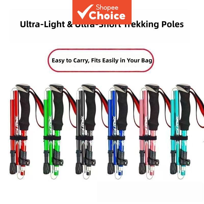 Explorer Climbing Stick Walking Stick Aluminum Alloy Ultra Light Outdoor Hiking Equipment Folding Telescopic Walking Mountain Climbing Stick Portable Explorer Tongkat Mendaki Tongkat Jalan Aloi Aluminium Ultraringan Peralatan Mendaki Luar Lipat