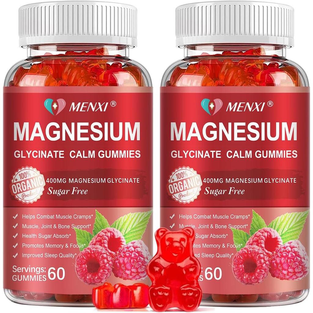 Magnesium Gummies 600mg per Serving-Magnesium Glycinate 400mg and Magnesium Malate 200m…