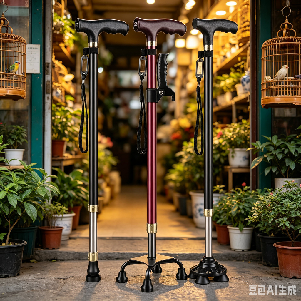 Elderly Crutches Shock-resistant Crutches Big Four-legged Cane、walking aid、walking cane、tongkat orang tua、tongkat lipat、tongkat 4 kaki、Foldable walking stick for elderly、 kaki 4、拐杖椅子