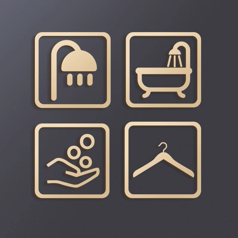 Clean Bathroom Bathroom Bathroom Swimming Creative Hollow Three-Dimensional Thickened House Signs Signs Prompt Signs Self-Kelley Bathhouse Swimming Bath Table Hollow20260814