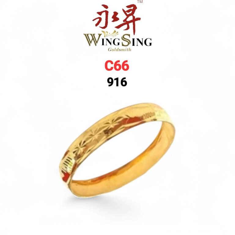 SP Wing Sing CBR Cincin Belah Rotan Halus Bajet Tulen Emas 916 / 916碎碎冰简约戒指 / 916 Unisex Budget Minimalist Ring