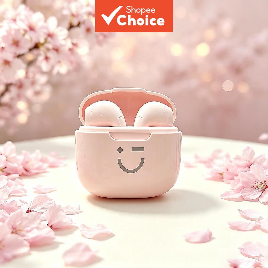 Headphones Cute Pink Cherry Blossom TWS Wireless Bluetooth Earbuds In-Ear HiFi Stereo Sound Ultra Long Battery Life Earphones Headsets For Music