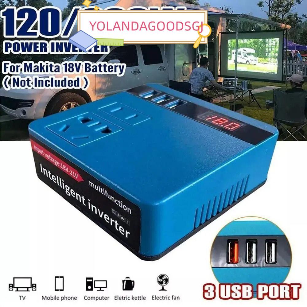 YOLANDAGOODSGJ 1Pcs Smart Transformer, 18V 20V To 220V Multifunctional Battery Inverter, Dual Plug Household 120W Outdoor Work Inverter