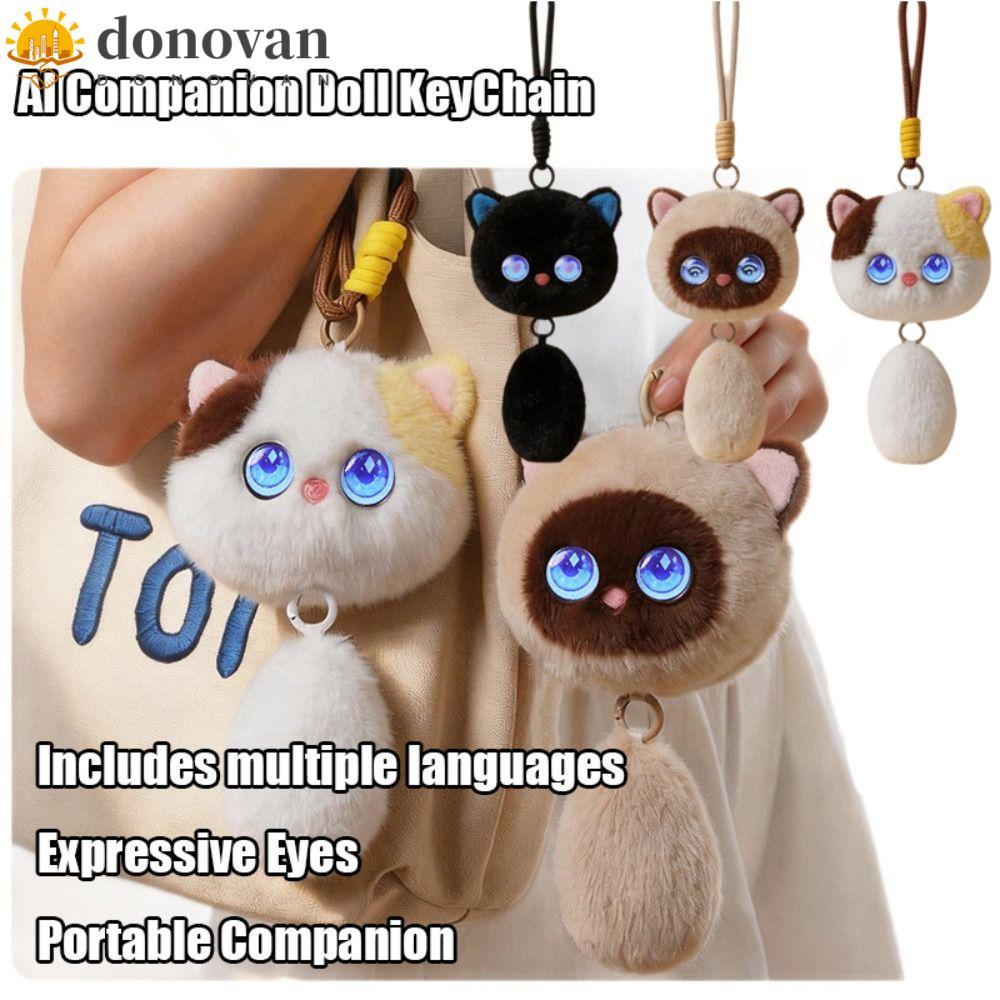 DONOVAN AI Cat Plush Toy, AI Continuous Dialogue Intelligent Voice Communication AI Cat Spirit Pendant, Personal Companion Relaxing Chat AI Companion Doll KeyChain