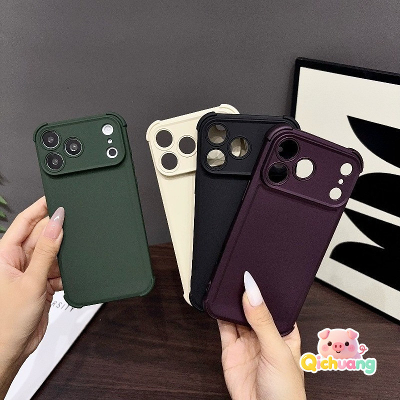 Colorful Matte TPU Casing For iPhone 17 Pro Max Air 17E 16E 16 15 14 Plus 13 Mini 11 Pro Max Cover Cute Pure Color Thick Four Corner Shockproof Soft Purple Thin Case