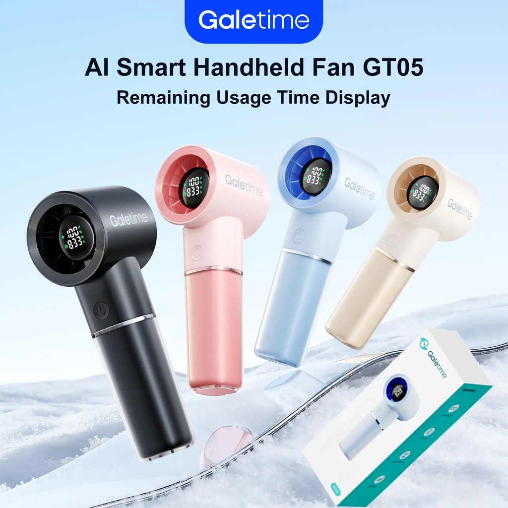 Galetime GT05 5000mAh Kipas Penyejuk Tangan Kipas Musim Panas Kipas Turbo Jet Kipas USB Boleh Dicas Semula Kipas Klip Mini Mudah Alih Kipas Penyejuk Ringan Mudah Alih dengan Paparan Jam yang Kuat