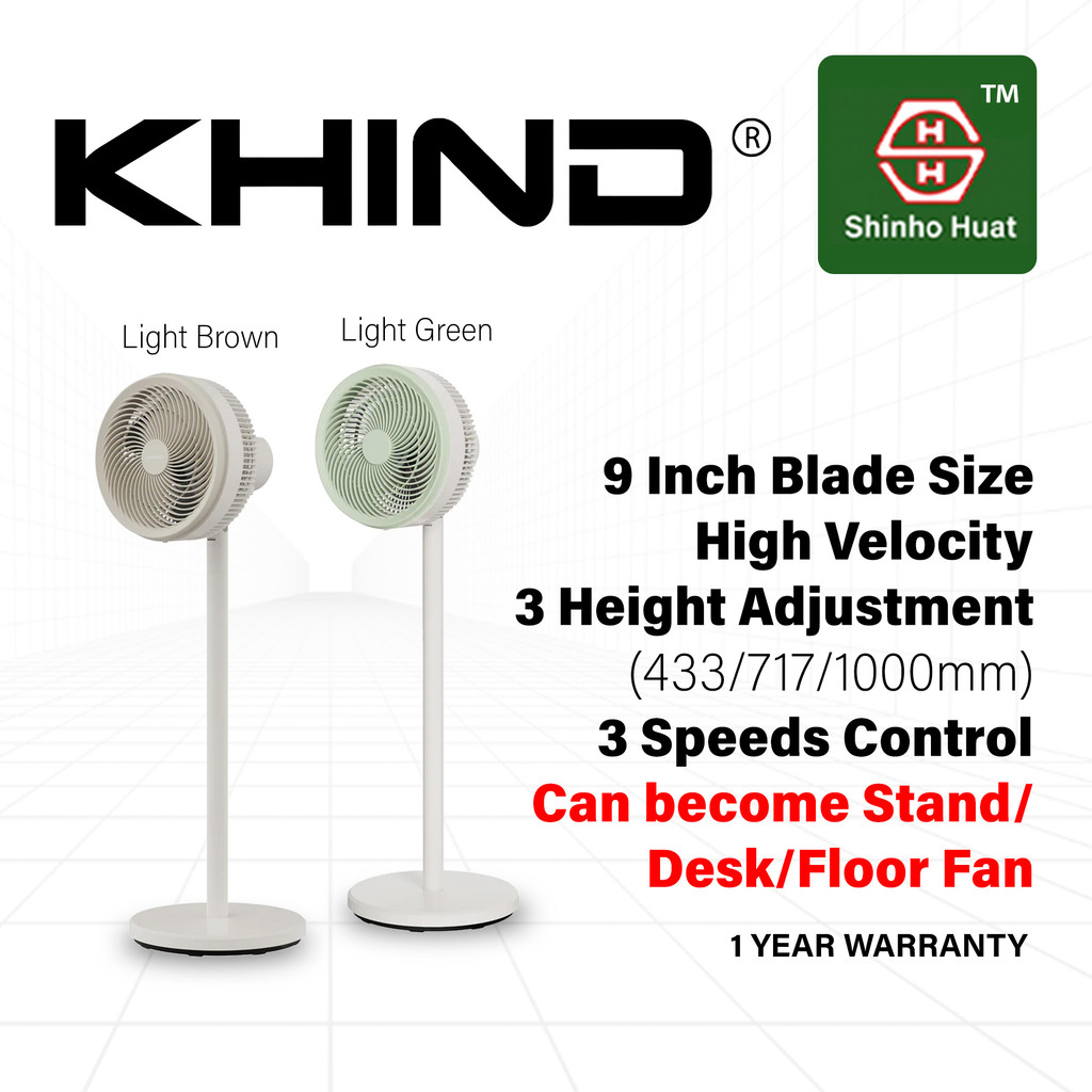 Khind Stand Fan Air Circulator Desk Fan Table Fan Floor Fan AC9501SA Speed Adjust Knob