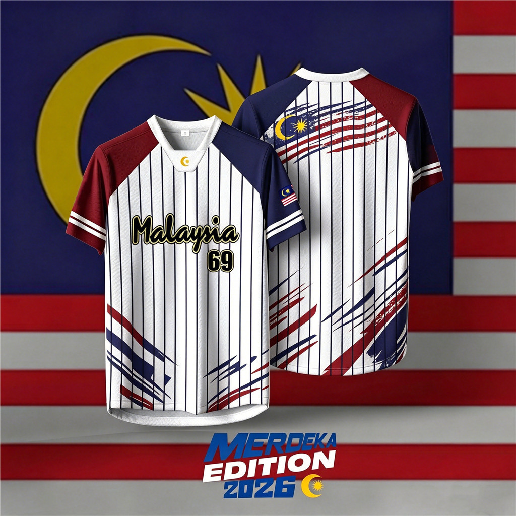 2026 69th Merdeka Jersey Abstract Harimau Malaya Tiger Retro 1957 Font Unisex Sublimation Short Sleeve T-shirt