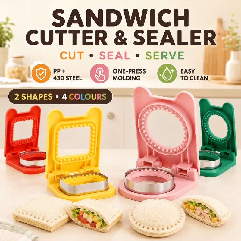 Stainless Steel Sandwich Cutter Sealer Multiple Shapes Kids Bread Mold DIY Acuan Roti Easy Clean