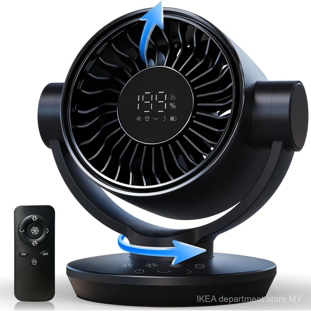 Fan for Bedroom, Table Air Circulator Fan 9 Inch Remote, 90°+120° Auto Oscillation Desk Fan, 10dB Quiet, 6-Speed, Powerful Mode Cordless, Max 12H Timer 8000mAh Battery 40ft Airflow