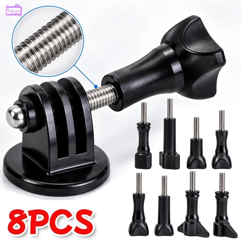 8Pcs Multi-Style M5 Hand Tight Screw Set Universal ABS Stainless Steel Camera Mount Screws for Tripods Selfie Sticks Chest & Helmet Mounts