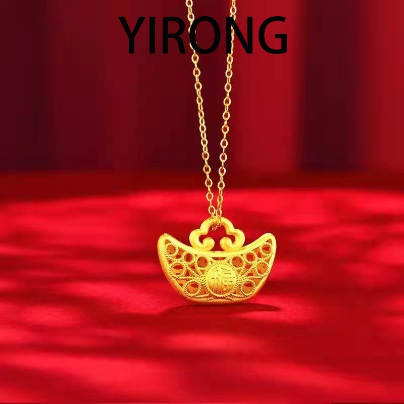 YIRONG Personalized Fashion Hollow Money Ingot Pendant