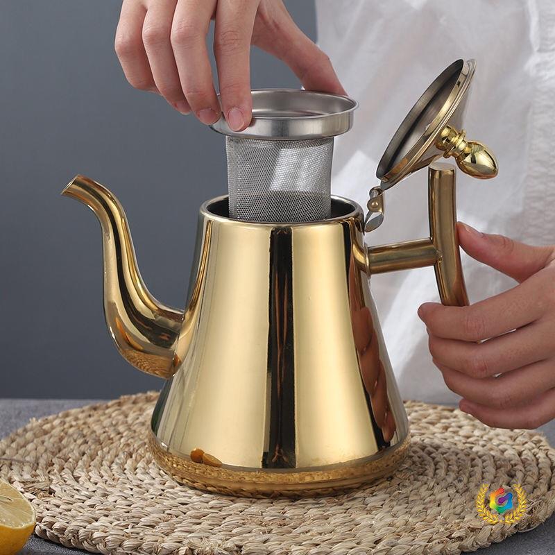 ♤ Cerek keluli tahan karat, periuk kopi gaya Eropah bukan magnetik untuk kegunaan rumah dan hotel, dengan penapis, cerek air sejuk, serasi dengan periuk induksi.