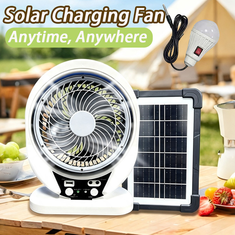 Solar Charging Portable LED Table Fan Cooling Fan Outdoor Household Indoor Daily Use Kipas Meja Boleh Cas Suria