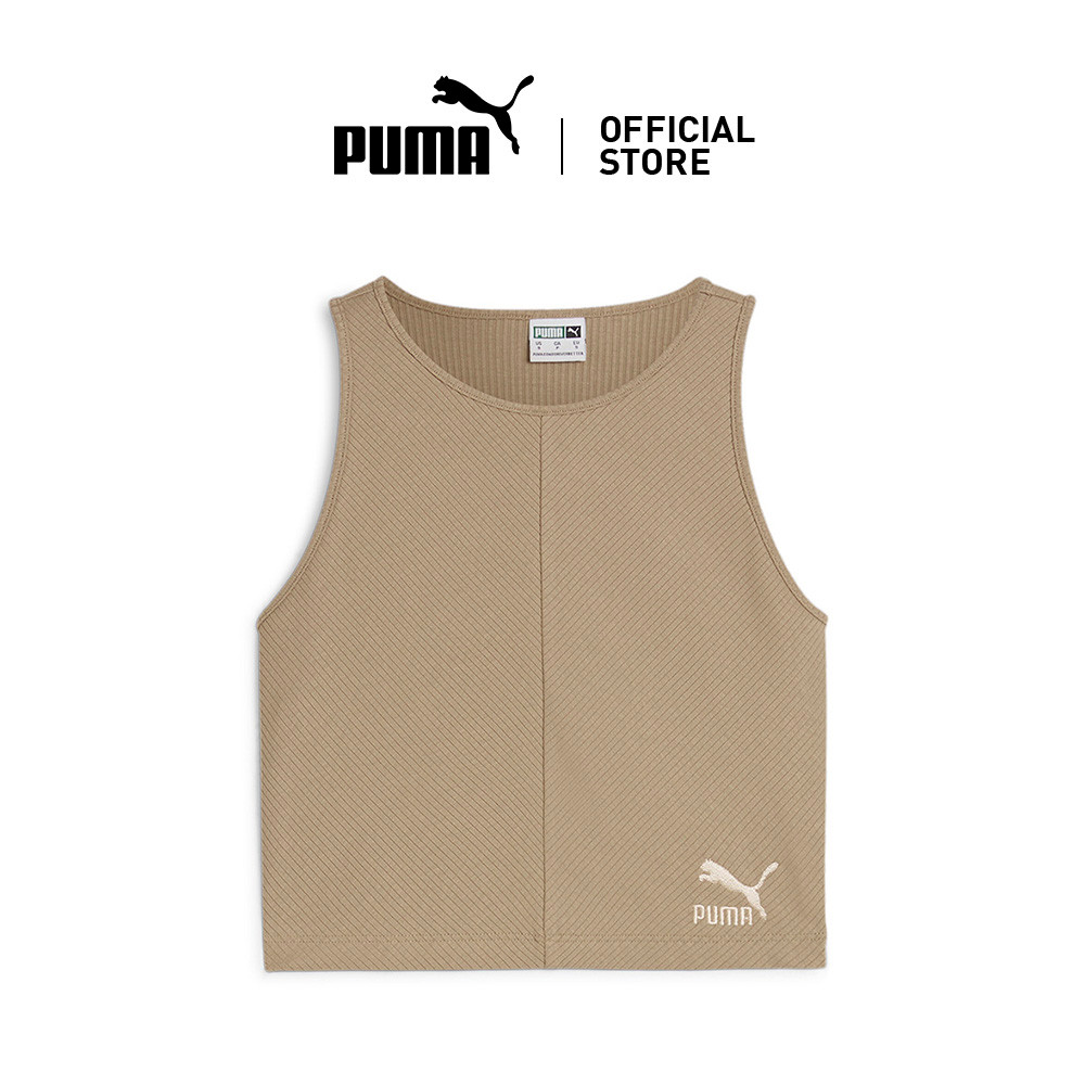 [NEW] PUMA CLASSICS Women's Ribbed Crop Top (Beige)