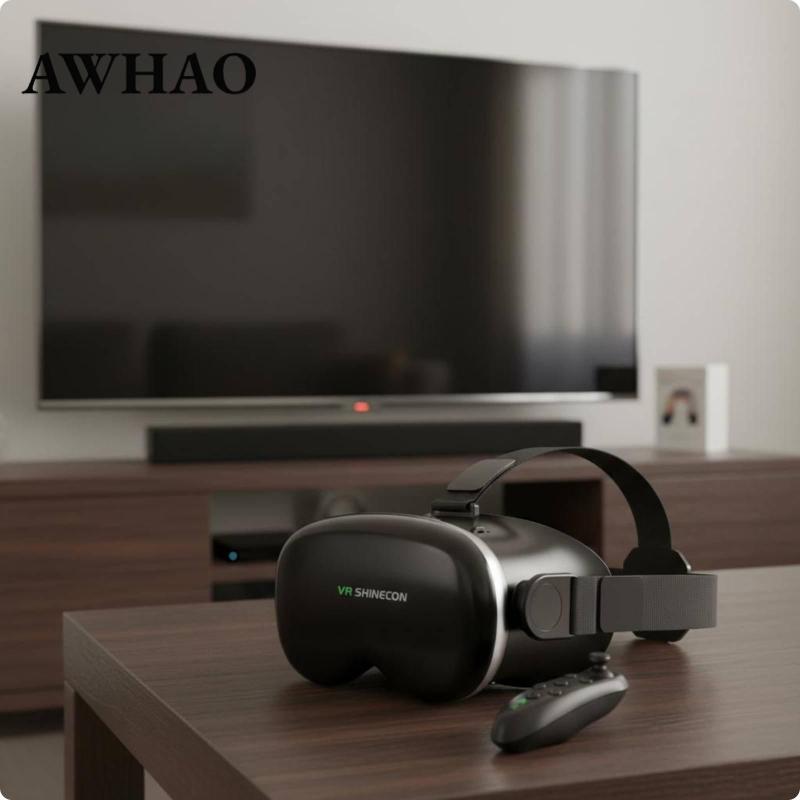 [AWHAO] Gaming Headphones Surround Phone Vr Headset Device High Quality Plastic Cloth Lightweight Build for Immersive Ho