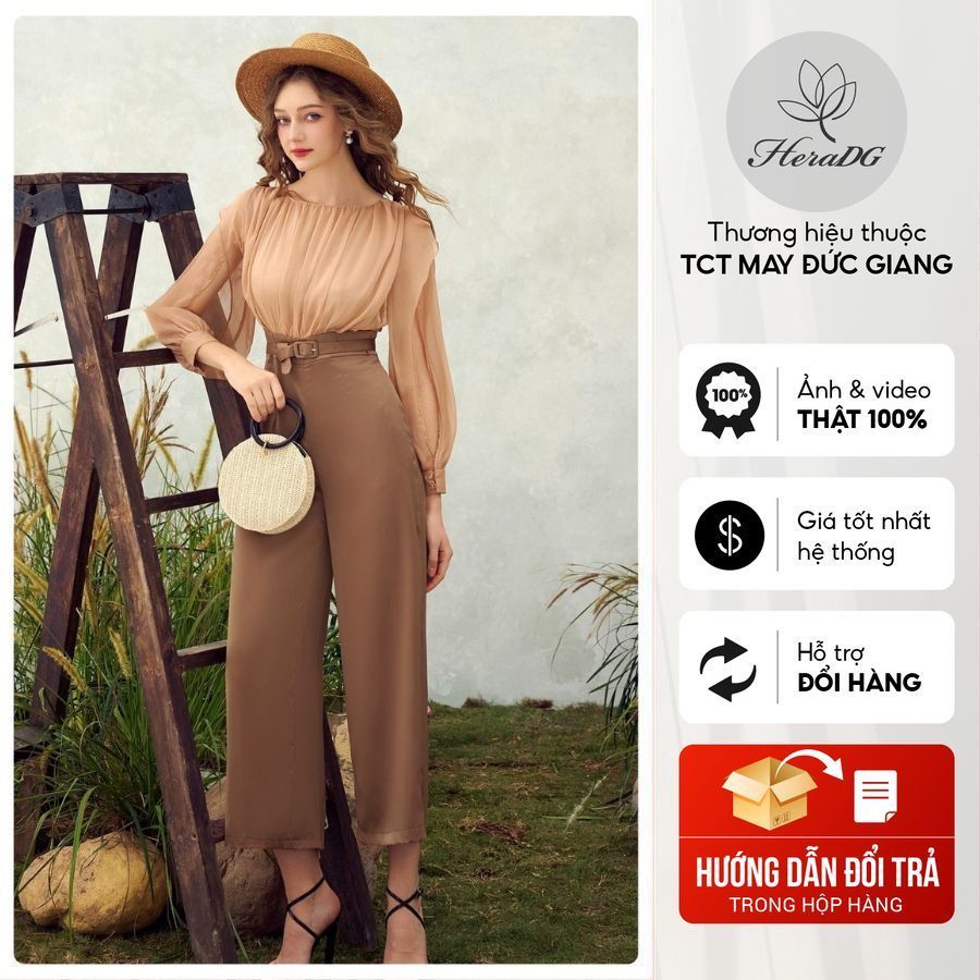 HeraDG Jumpsuit is designed on the upper body of a stylized pleated silk shirt, loose tulle pants help lengthen the legs SJSBC3002