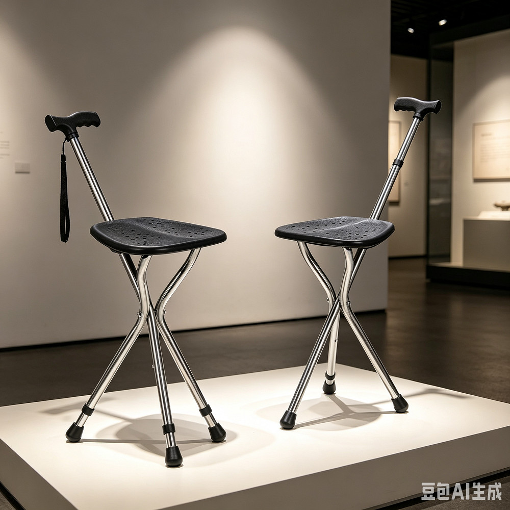 Walking Cane Stool Elderly Anti-slip Folding Walking Cane Chair、walking aid、 cane、tongkat orang tua、tongkat lipat、tongkat 4 kaki、Foldable stick for elderly、 kaki 4、拐杖椅子