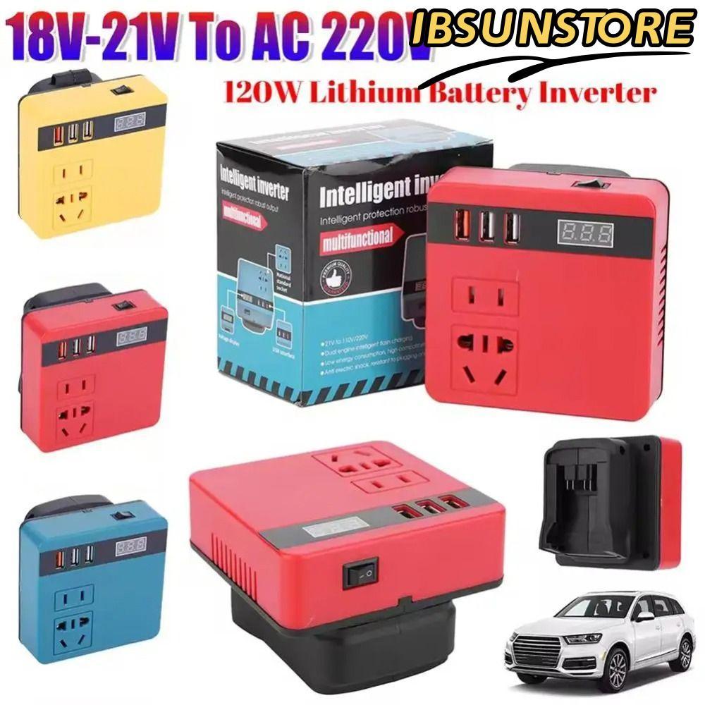 IBSUNSTORE 1Pcs Battery Inverter, Multifunctional Dual Plug Smart Transformer, 120W 18V 20V To 220V Household Outdoor Work Inverter