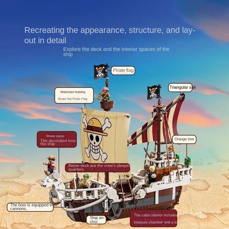 Lego Building Blocks One Piece Series 75369 Forward Merry One Piece Model Boy Assembled Toys 1376 Pieces