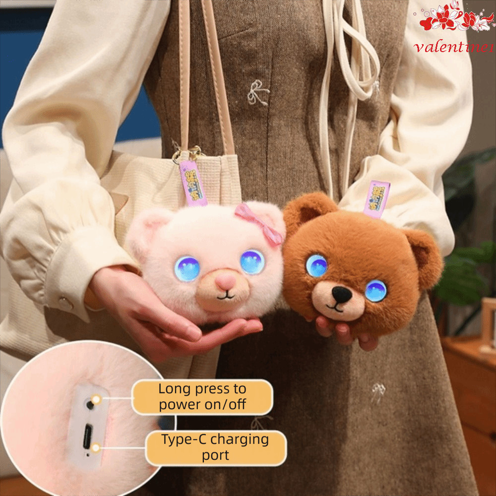 VALENTINE1 AI Plush Companion Pendant, 66 Languages Interactive Interactive Talking AI Cat Keychain, Emotional Support Plush Cute Design Desk Buddy AI Cat Plush Toy Desk Decor