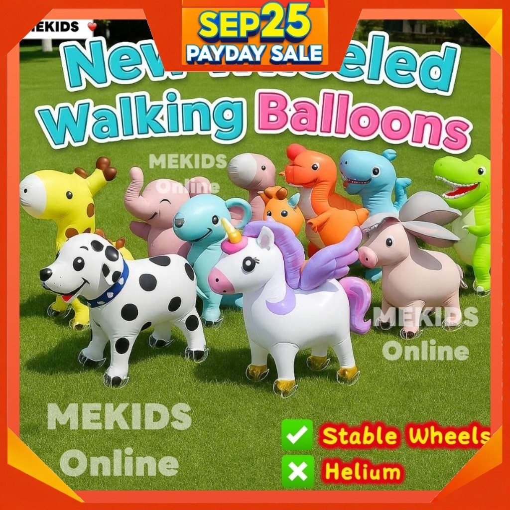 【NEW Arrival】Belon Haiwan Boleh Jalan Animal Walking Balloon with Wheels | Kids Gift / X'mas Gift Christmas 带轮气球