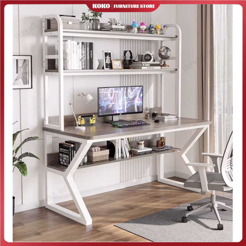 Solid wood computer desk with perforated panel desktop home study desk, gaming desk, bookshelf, student writing desk, small apartment study desk, bedroom desk