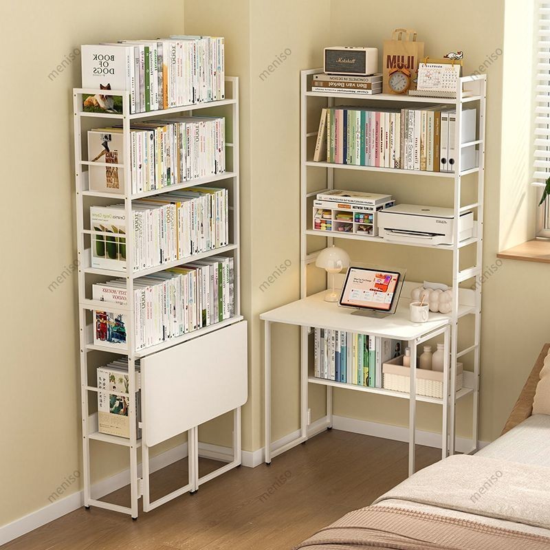 Folding Computer Desk with Storage Rack Combination Desk Bookshelf Integrated Desk Bedroom Rak Buku Bersepadu Jadual 折叠桌